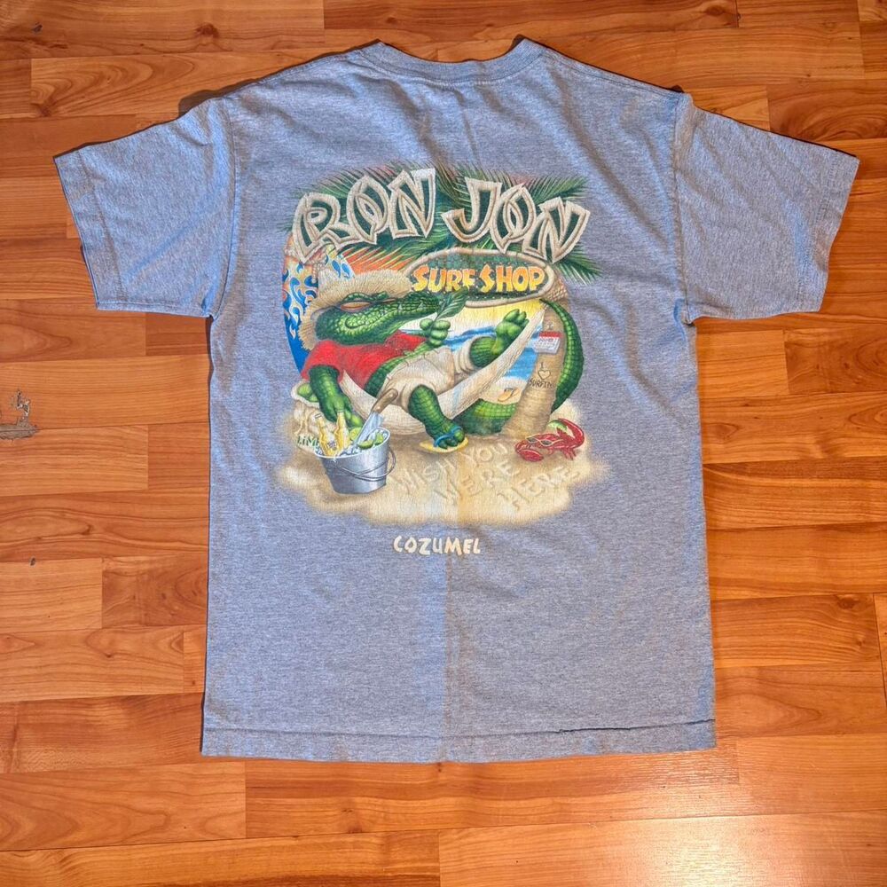 Vintage Ron Jon Surf Shop Grey Graphic Tee Surf Beachwear Skate Streetwear Shirt